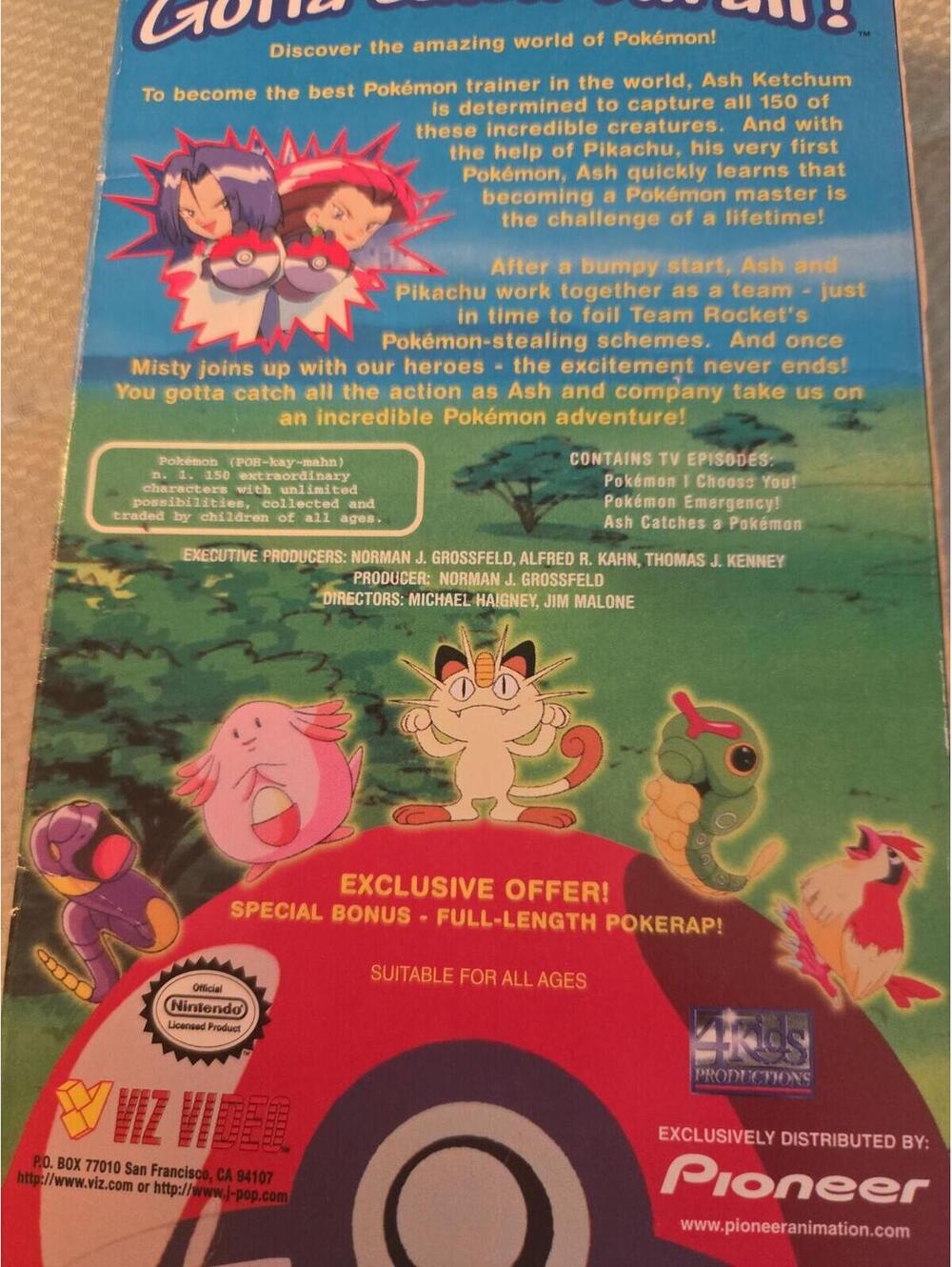 Vintage Pokémon I Choose You! Pikachu! VHS Tape Pioneer VIZ Video 1998 - Picture 3 of 4